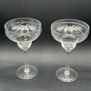 Margarita Glasses by Mikasa in Pattern Cheers Set of 2 Swirl & Bubbles